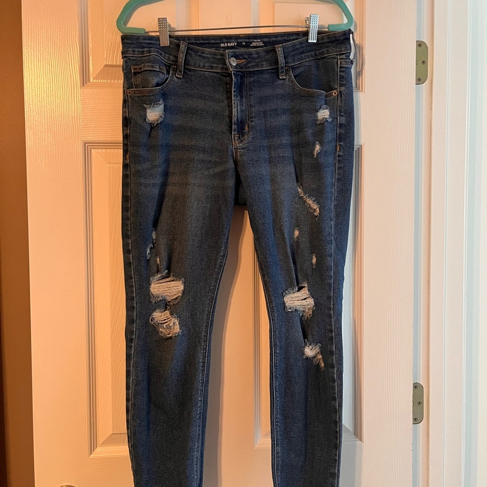 Old Navy Blue Distressed Skinny Jeans